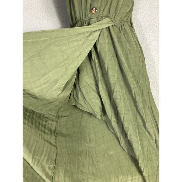 Women's M Green Sleeveless Button-Up Midi Dress Casual‎ Spring - Picture 6 of 11